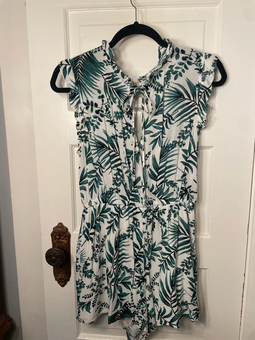 Green Leaf Print Women's romper